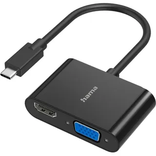 Hama USB-C auf VGA & HDMI Adapter 10 cm Schwarz
