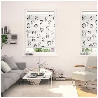 LICHTBLICK ORIGINAL Plissee Plissee Klemmfix, ohne Bohren, blickdicht, Faces - Schwarz, blickdicht, freihängend, Klemmfix schwarz 90 cm x 130 cm