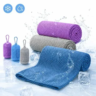 Kühlendes Handtuch Set, Kühltücher, Kühlhandtuch Sport Cooling Towel, für Sofortige Kühlung, Eishandtuch Cooling Towel für Fitness, Sport, R... - Grau/Blau