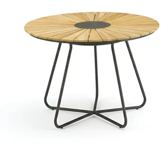 Liadomo Gartentisch rund 110 cm Teakholz Atina | Outdoor Esstisch mit Teakholz-Latten, Glaskeramik-Einlage, Edelstahl-Gestell anthrazit matt, für 4 Personen