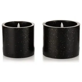 ELAMBIA 2 LED-Betonkerzen Gold-Flitter Flamme Luma 5h-Timerfunktion