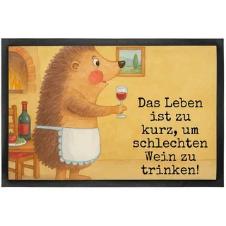 Mr. & Mrs. Panda Fußmatte Igel Wein Design, Fußmatte 40 x 60 cm, Weiß, Bodenvorleger, Schmutzma, rechteckig, Höhe: 40 mm, Schmutzfangteppich Fussmatte fußmatte weiß Ø 60 cm x 60 cm x 60 cm x 40 mm