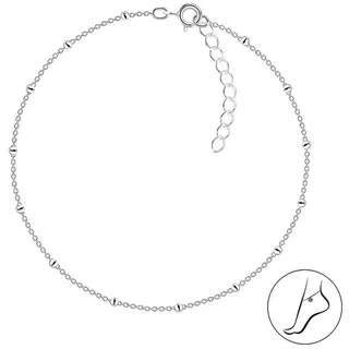Order & Smile Schmuck Fußkette Fußkettchen Silber 925: Fußkette Damen, gestempelt silberfarben