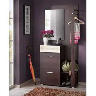 ASM-Moebel Garderoben-Set Flurgarderobe Garderoben Schuhschrank CUBA mit Spiegel, Mit Spiegel braun