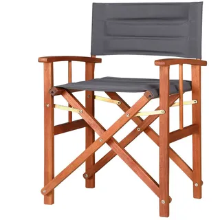 CASARIA® Gartenstuhl Cannes FSC®-zertifiziertes Eukalyptusholz gepolstert faltbar Klappstuhl Holz Stuhl Regiestuhl, Farbe:anthrazit