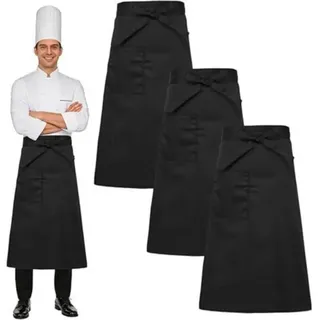 3-teiliges Kellnerschürzen-set, Schwarz, Professionelle Küchenschürze Für Damen Und Herren, Restaurantschürze, Koch-/kellnerschürze, Cateringschürze, 69 X 66 Cm, Für Bistro, Café, Grill, Konditorei