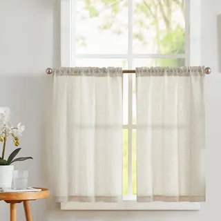 Vangao Scheibengardinen Modern Bistrogardine 2er Set 65B x 75H cm Beige