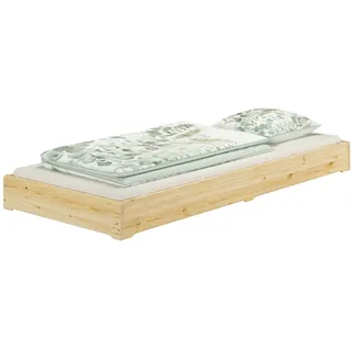 Erst-Holz Niederflurbett Gästebett 90x200 Kiefer lackiert Bodenbett Stapelbett mit wählbarem Zubehör V-60.69K-09 ohne Zubehör