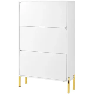 modfu Schuhschrank 73 x 120 x 24 cm 3 Türen hochglänzend / weiß
