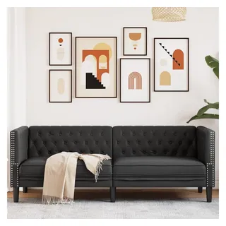 vidaXL Chesterfield Sofa Kunstleder 3-Sitzer Schwarz