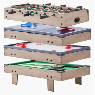 Vevor 4 in 1 Kombi-Spieltisch-Set Airhockey-Tisch (81 cm), Multi-Kombinationstisch mit Pool-Billard & Hockey & Tischfußball & Pingpong & Pushern & Pucks, für Kinder Familienspielzimmer Büro