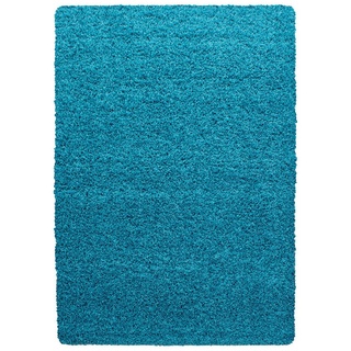 Teppich Unicolor - Einfarbig, Teppium, Rund, Höhe: 50 mm, Teppich Türkis Einfarbig Shaggy 50 mm Florhöhe Teppich Wohnzimmer