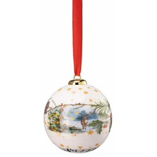 Hutschenreuther Porzellankugel klein 2023-"Am Weihnachtsbaum die Lichter Brennen 6 cm