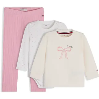 Tommy Hilfiger Neugeborenen-Geschenkset (Set, 3-tlg) Shirt, Body & Jerseyhose für Babys rosa 80 (12M)