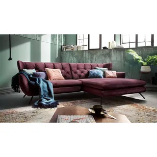 Ecksofa Sixty Eckgarnitur Wohnlandschaft rechts Stoff Velour purple lila 300x175