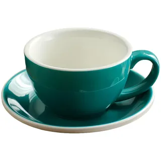 Cappuccinotassen 300 Ml Buntes Kaffeetassen-Set Aus Keramik Mit Weißem Rand, Cappuccino-Latte-Tasse Mit Henkel, Mikrowellen- Und Spülmaschinenfest – Seeblau