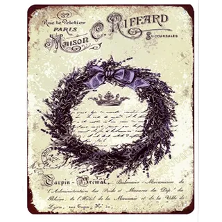 Moritz Metallschild Blechschild Kranz Lavendel Maison C. Riffard, (Einzeln), 20 x 25cm Vintage Retro Deko Schild Metallschild Wandbild Schild