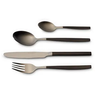 Echtwerk EW-BS-3245E Tafelbesteck Positano Due-Silver/Black Edition, 24-teilig, für 6 Personen, Messer aus Klingenstahl, 18/10 Stahl