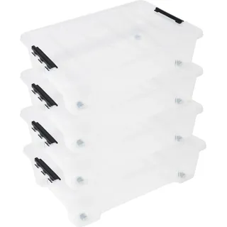 4x Unterbettbox Rollbox Aufbewahrungsbox mit Deckel 25L Spielzeugkiste Rollen