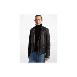 MK Bikerjacke aus Leder mit Krokodilprägung - Schwarz - Michael Kors - M