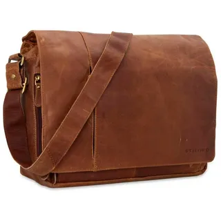 STILORD Laptoptasche "Elias" Echtleder Herren Umhängetasche 15,6 Zoll Businesstasche Leder braun