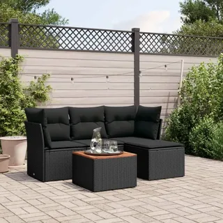 Festnight Balkon Lounge Klein mit Stauraum Balkon Sofa Rattan Sofa Gartenlounge Rattansofa Gartensofa Ecksofa Lounge Sofa Outdoor Polyrattan Balkonmöbel Couch Gartenmöbel Ecklounge