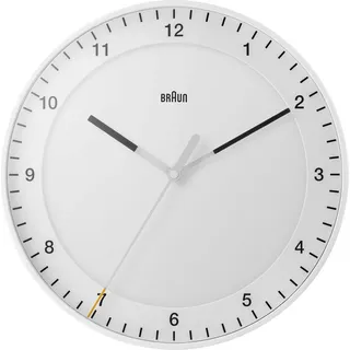 Braun Klassische Quarz-Wanduhr in Weiß / präzises Leisegangwerk / Sekundenzeiger mit Floating-Effekt (ohne Ticken) / gehärtetes Glas / 30 cm