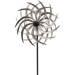 Blumenstecker Windspiel Decoline Windrad aus Metall Größen Silber, klein: 9cm x 30cm Gartenstecker Windmühle 