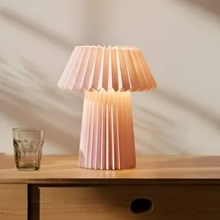 LINDBY Tischlampe Magali, rosa, Papier, 1-flammig E14