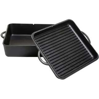 Camp Chef Quadratischer Dutch Oven – 33 cm Gusseisen-Dutch Oven mit Deckel – Deckel dient auch als Grill – True Seasoned Finish – für Kochen im Innen- und Außenbereich