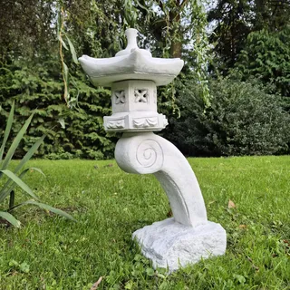 FABRIQ Miyatachi-Doro Groß japanische Laterne, Deko Garten Steinfigur, japanische Lampe, grau, frostbeständig, massiv L 28cm W 28cm H 57cm Gewicht 18kg
