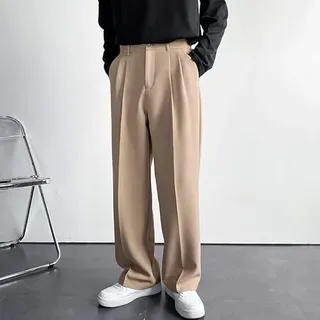 LSZA Herren Anzughose Mit Weitem Bein - Solide Baggy Lässige Hose für Herren in Schwarz Weiß - Streetwear Oversize RegularWaist Khaki 4XL