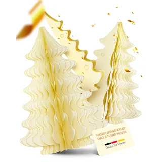 MJhomely® Papier Weihnachtsbaum Set [Beige, 3 Stück] - Faltbarer Weihnachtsbaum als Elegante, skandinavische Weihnachtsdeko - Waben Tannenbaum Papier - Faltbaum Weihnachten Deko - Weihnachtsschmuck