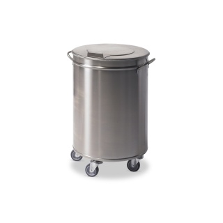 ETERNASOLID Edelstahl Mülleimer mit Rollen, metallic grau, Fahrbarer Abfallbehälter mit Klappdeckel, Abfallbehälter 95 Liter