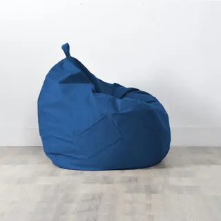 FANSU Baumwolle-Hanf Sitzsack Waschbar Sitzsack Ohne Füllung, Sitzsäcke für Kinder Erwachsene Sitzsack Outdoor Indoor Stofftier Aufbewahrung mit Reißverschlus (90x100cm,Dunkelblau)