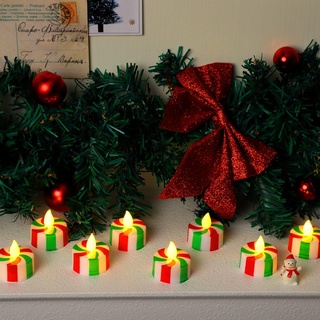 24 Stück Weihnachten Zuckerstange Teelichter LED flammenlose Kerzen gestreift batteriebetriebene flackernde Kerzen warmes gelbes Licht Kerzen flammenlose Teelichter für Weihnachtsfeier (rot, grün)