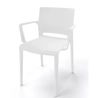 Robuster Stapelstuhl Bakhita B - mit Armlehne für Garten und Wohnbereich weiß