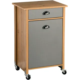 KESPER Küchenwagen mit Mülltrennsystem, Material: Faserplatte, Maße: B 50 x 79 x 37 cm, Farbe: Braun, grau | eiche, aus Holz,