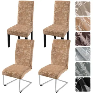 LuxusKollektion Stuhlbezug Stuhlhussen Samt Freischwinger Esszimmer Abnehmbar Khaki 4er set