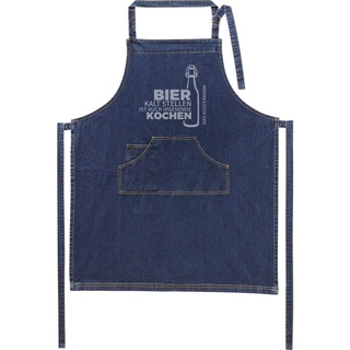 Jeans-Schürze mit Namen - Motiv Bier - lustig - viele Motive - Kochschürze - Grillschürze - personalisiert - dunkelblau - Größe 75x90 cm - persönliches Geschenk - mit Wunschname - mit Wunschmotiv