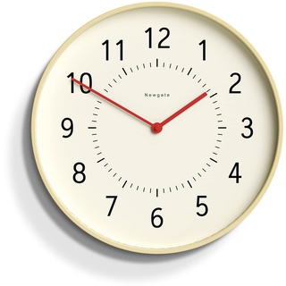 NEWGATE® Monopoly Sperrholz-Wanduhr – runde Uhr – Küchenuhr – Uhr für Wohnzimmer – Moderne skandinavische Uhr – Sperrholzgehäuse – arabisches Zifferblatt (rote Zeiger)