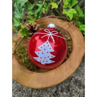 Christbaumkugel Gerdi rot Tanne weiß Weihnachtskugeln Weihnachtsdeko Glaskugel