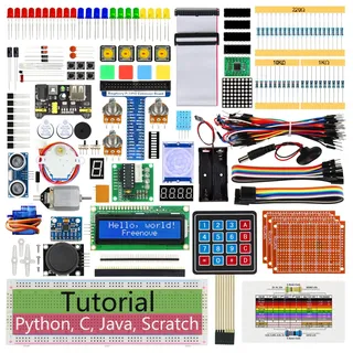 Freenove Ultimate Starter Kit für Raspberry Pi 5 4 Zero (Nicht Inbegriffen) | 5 Sätze Code Python C Java Scratch Processing, 962-Seiten Detailliertes Tutorial, 128 Beispiel Projekte, 223 Artikel