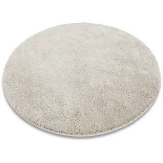 casa pura Badematte rund 120cm Elfenbein, Flauschiger Badezimmerteppich Shaggy, Badvorleger rutschfest, waschbar, Duschvorleger, Teppich Fußmatte für Badezimmer und Dusche