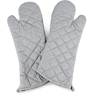 linwnil 43 cm Lange Baumwoll-Ofenhandschuhe, hitzebeständig und lang, Küchen-/Back-Handschuhe für Schutz bei heißem Kochen und Grillen, Paar (Silver 43cm, 43cm)