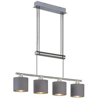 TRIO Leuchten LED Pendelleuchte, Dimmfunktion, LED wechselbar, Warmweiß, Zugpendelleuchten höhenverstellbar Stoff-lampe Treppenhaus Breite 77cm braun 77 cm x 95 cm x 12 cm