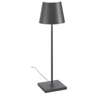 Zafferano Poldina Tischleuchte Dunkelgrau 230V mit Stecker Dimmbare LED 11x38 cm - Modernes Design aus Aluminium