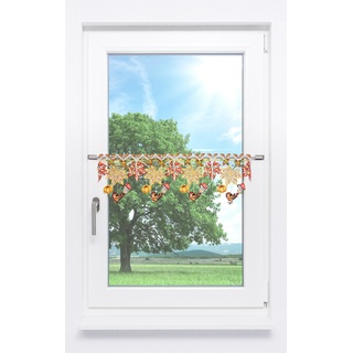 Scheibengardine Plauener Spitze - Herbstliebe " (Bx H) 48cm * 21cm" rot/Multicolor