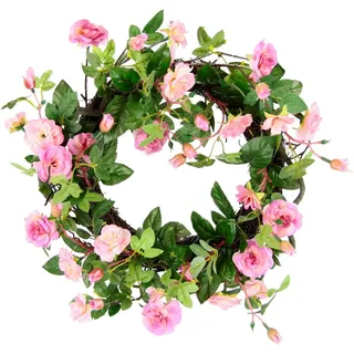 Kunstkranz Wildrosen, I.GE.A., Höhe 8 cm, Rosenkranz, Türkranz, Rosenblüten rosa|weiß