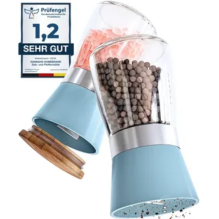 Hannah's Homebrand - Salz und Pfeffermühle mit Keramikmahlwerk - robuste Salzmühle für grobes Salz - ohne Inhalt (2er)